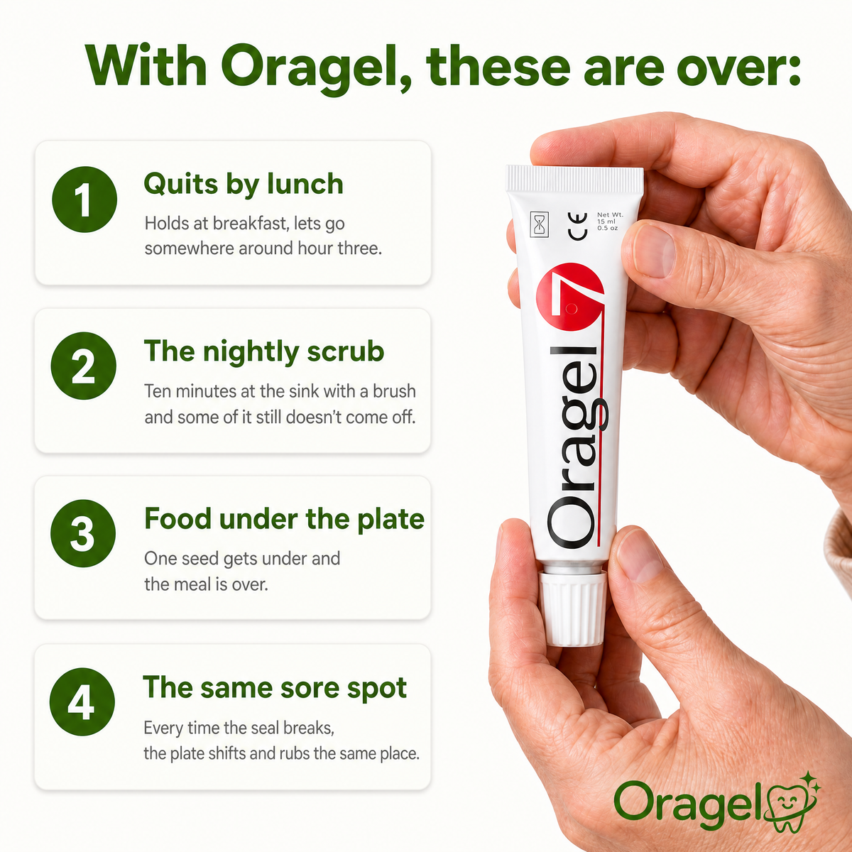 Oragel™ | Impedisce lo scivolamento della dentiera al 100% - Tenuta sicura per tutto il giorno